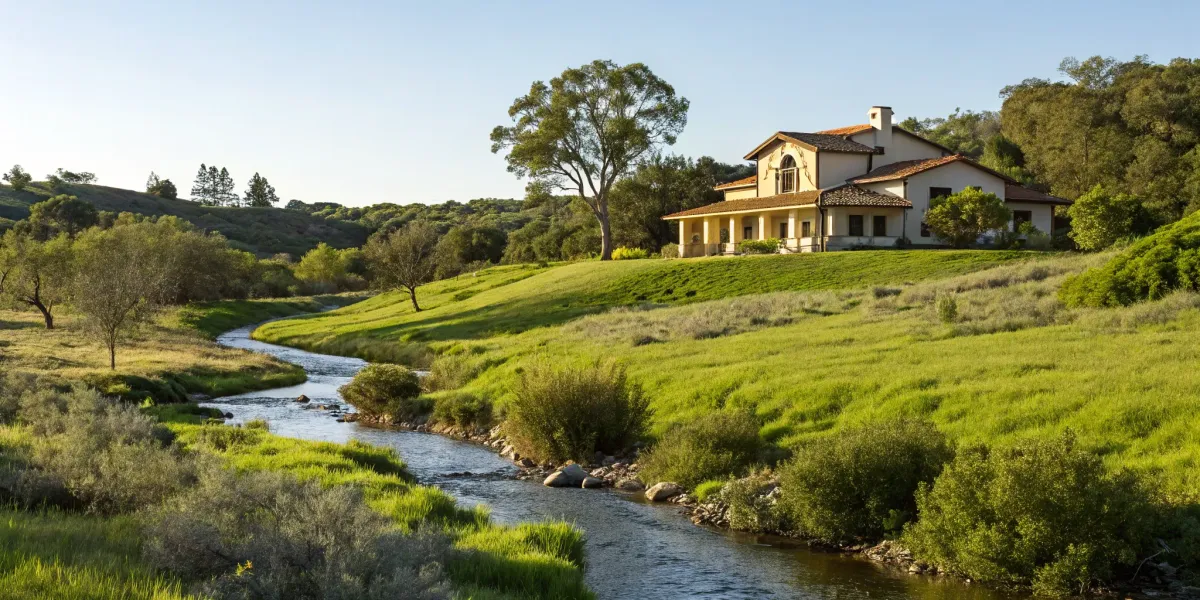 A California home with defensible space, a key factor to get insurance in a high-risk fire zone.