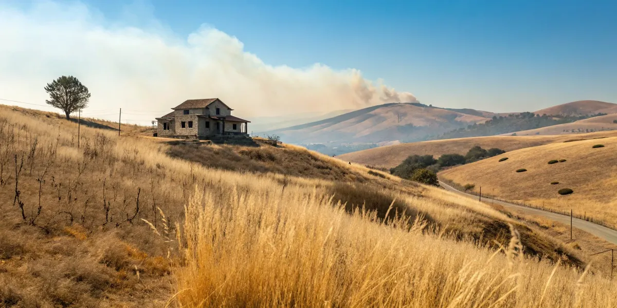 California home in a fire-prone landscape, a key part of the homeowners insurance crisis.