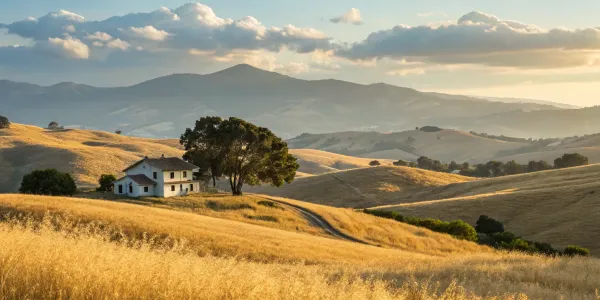 California home nestled in golden hills.