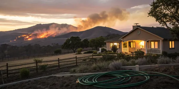 How to insure a home in a high fire risk area with a wildfire burning on a nearby hill.