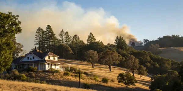 High fire risk home insurance carriers for a California house threatened by wildfire.