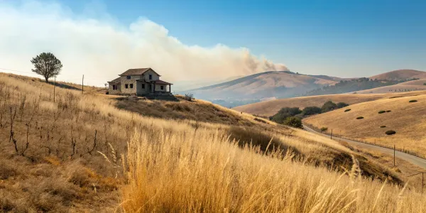 California home in a fire-prone landscape, a key part of the homeowners insurance crisis.